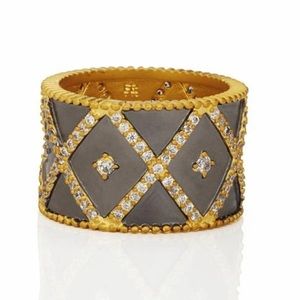 Cigar Band Criss Cross Statement Ring